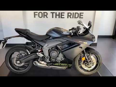 Triumph Daytona 660 finished in Satin Granite / Satin Jet Black