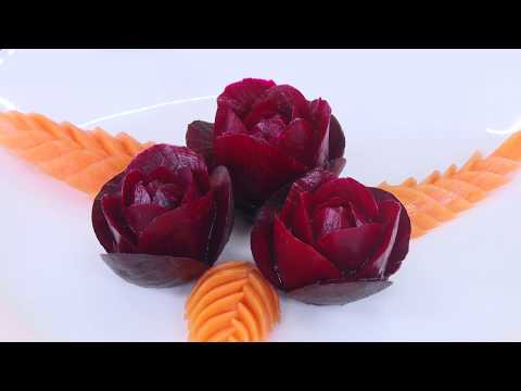 Beetroot Flower And Carrot Leaf Carving