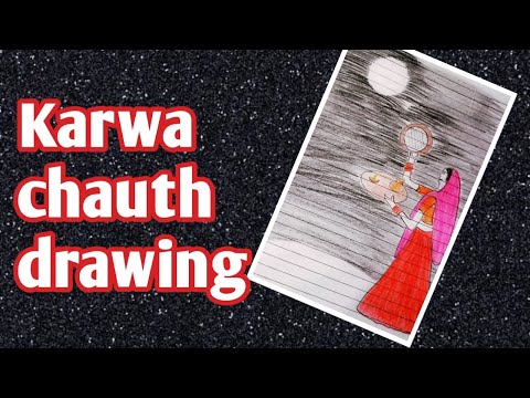 Traditional Karva Chauth Drawing/how to draw Karwa Chauth drawing/step by step karwa chauth drawing