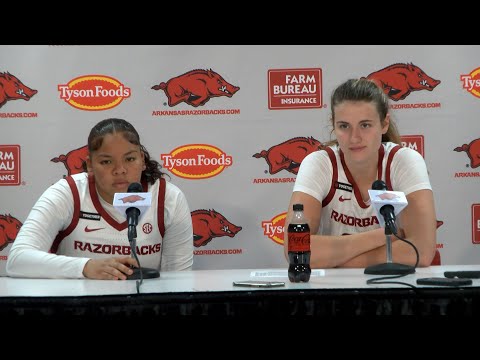 Kiki Smith and Jenna Lawrence speak to the media following the Hogs win over East Texas A&M