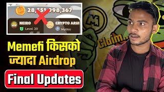 Memefi Big Airdrops Allocation किसको || MemeFi Claim Final updates || Memefi Airdrop Disqualify