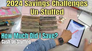 My 2024 Saving Challenges | Cash Un-Stuffing | I Saved More Than I Thought 💭 ‼️