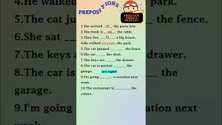 PREPOSITIONS EXERCISE || Practice Prepositions #englishgrammar #preposition #shorts VS ENGLISH