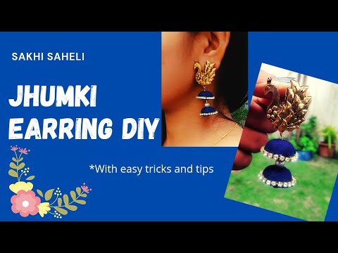 New fabric jhumki,easy handmade jewellery, fabric jewellery DIY, creative use of thread jhumki dull