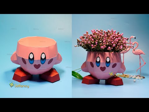 How to make Kirby Standing Planter 3D Papercraft - Free 3d svg for cricut projects