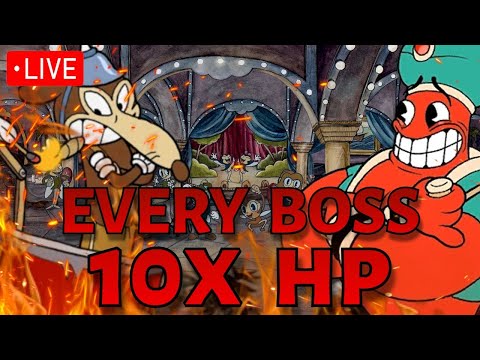 *LIVE* Beating Cuphead EXPERT mode but every boss has 10X HP || The Chickeninja Mod (Stream 4)