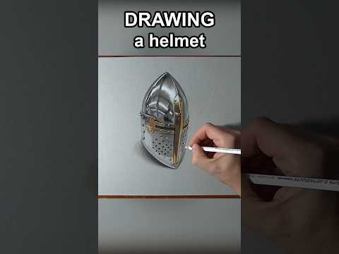 Hyper-realistic drawing of a helmet #art #shorts