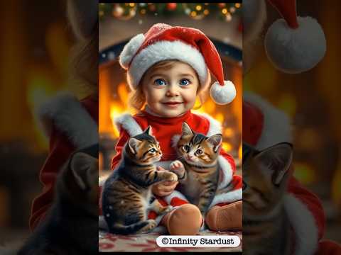 🐈Cute little girl with her kitten สาวน้อยน่ารักกับเจ้าเหมียว#cutebaby,#cuteanimal,#christmasbaby,