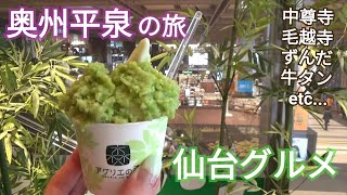 【仙台グルメ・奥州平泉観光】伊達の牛たん本舗・ずんだ餅etc...中尊寺、高館義経堂、毛越寺庭園～奥州平泉観光、世界遺産巡り～東北新幹線で行く東北旅行～藤原秀衡、源義経、武蔵野坊弁慶ゆかりの地～