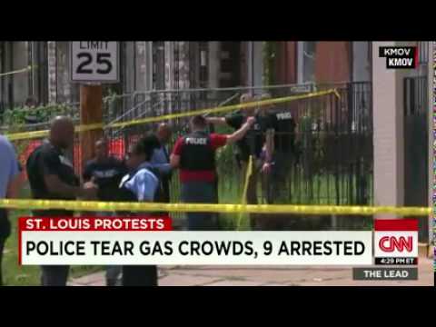 CNN News August 21 2015 St  Louis police fire tear gas at protesters