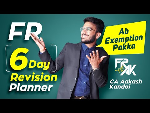 FR Exemption Master Plan | Revision Planner | CA Final FR | CA Aakash Kandoi