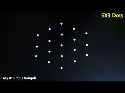 Very Very Easy Kolam Design with 5X3 dots | Small Beginners Rangoli Muggulu Design | Simple Kolangal