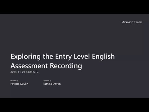 CPD English: Exploring Entry Level English Assessments