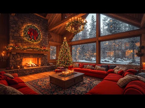 Christmas Jazz Instrumental Music 2025 🎄 Warm Crackling Fireplace Sounds at Cozy Christmas Ambience