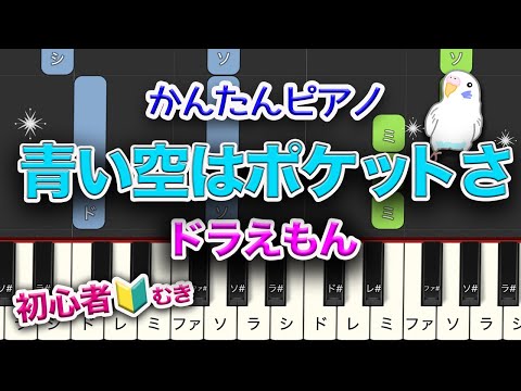 ドラえもん　「青い空はポケットさ」　かんたんピアノ　レベル★☆☆☆☆　入門〜初級　がんばれ1年生