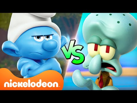 Squidward vs. Grouchy Smurf: Who’s Grumpier? 🤨 | Nicktoons