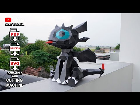 Handmade Amazing Toothless Dragon Paper Craft - Diy Dragon Papercrafts | PDF, SVG for Cricut, Cameo4