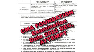 CMA foundation Examination date 2022 dec, attempt || #cma #cs #ca #icmaiannouncement