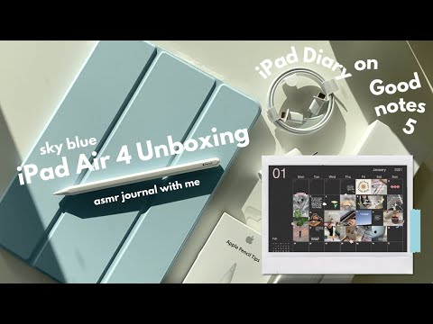 iPad Air 4 (sky blue) unboxing + apple pencil 🦋 ASMR january journal with me | GoodNotes 5