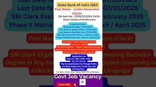 SBI clerk Recruitment 2024 : Don't Miss This Opportunity !  #Govtjobvacancy