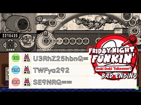 「太鼓さん次郎」FNF: Doki Doki Takeover! BAD ENDING But It is Taiko Dojo Mode「創作段位」