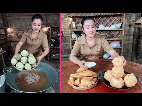 Yummy deep fry sugar apple - Cooking with Sreypov