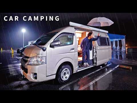 [Winter car camping] Enjoy the sound of rain. Gifu Toki [Hiace camper]