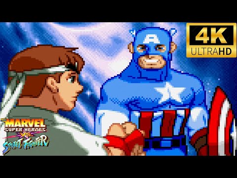 【MVS】Marvel Super Heroes Vs. Street Fighter　キャプテン・アメリカエンディング　4K/60fps