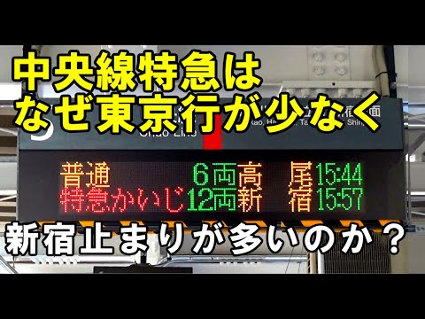 なぜ中央本線の特急は大半が新宿駅発着で東京まで行かないのか分かる動画です