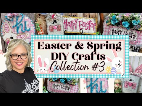 Spring Easter Collection #3 DIY Crafts 🌸🐰🩵 Hand Painted Farmhouse Whimsical Rustic Crafts