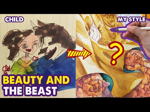 Drawing Beauty And The Beast In Semi-Realistic Style | Huta Chan