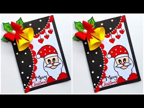 Christmas greeting card making easy 2023 / DIY Merry Christmas card / Santa Claus card