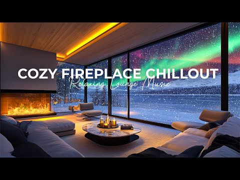 Cozy Fireplace Chillout ❄️ Relaxing Lounge Music with Snowfall Ambience 🔥