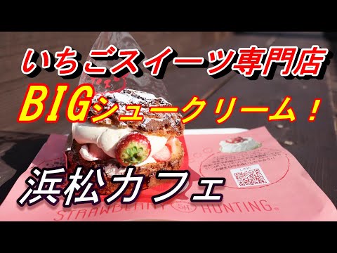 【浜松カフェ】いちごスイーツ専門店・ストロベリーハンティングの超BIGなシュークリームを食べてみた！