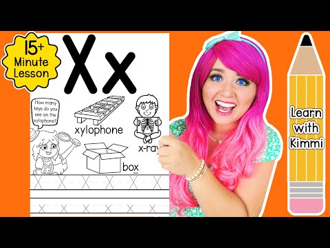 Letter X Color & Trace Worksheet Lesson and Tutorial | Learn with Kimmi The Clown ABC Coloring Book