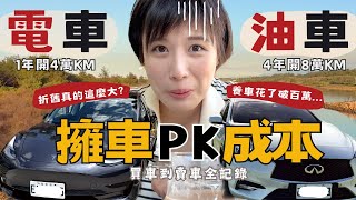 【車主真心話】揭曉“4年油車VS1年電車”擁車成本實際開銷！ 保養費？折舊高？買車換車看完再決定～ 鉅細靡遺，花費一次告訴你！#特斯拉model3 #infinitiQ30