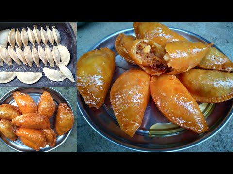 Pakam kajjikayalu recipe sweet shop style||crispy and juicy kajjikayalu||´పాకం కజ్జికాయలు