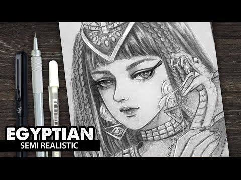 Draw the Egyptian queen |  semi realistic style