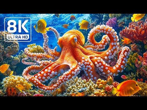 Marine Paradise 8K - Tranquil Fish and Beautiful Sea Creatures with Relaxing Melodies