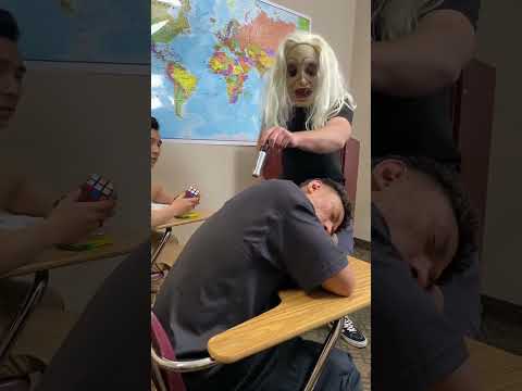 Sleeping student gets scared by teacher