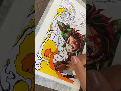 DRAWING TANJIRO KAMADO [DEMON SLAYER] 🔥‼️ #demonlayer #anime #demonslayerseason3 #tanjirokamado