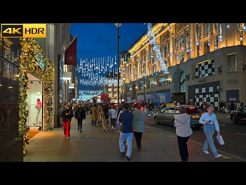 London's First Christmas Lights of 2024 🎄 London Oxford Street Lights [4K HDR]