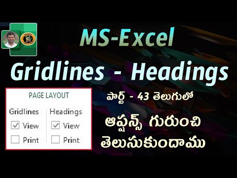 Gridlines & Headings Options in Telugu || MS EXCEL || By K. Ramesh