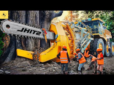 The Fastest & Most Dangerous Chainsaw Machines Cutting Huge Trees | Monster Excavator in Action#52