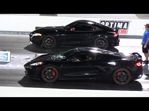 Supra vs C8 Corvette - drag racing