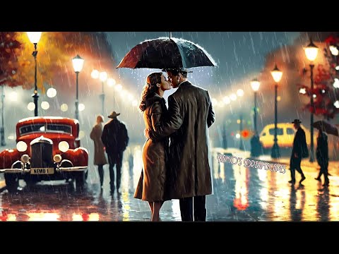 You and Me under an Umbrella ☂ Vintage Oldies Music playing in the rain (raindrops on umbrella) ASMR