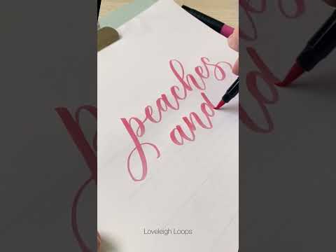 "Peaches And Cream" Brush Pen Lettering Quote | June #LetteringChallenge #ASMR #shorts