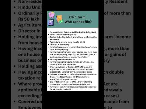 ITR 1 From Who Cannot File
