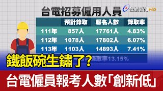 鐵飯碗生鏽了？ 台電僱員報考人數「創新低」