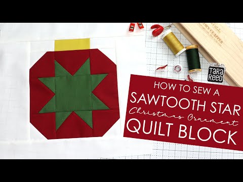 🎄 Christmas Quilt Block tutorial - Sawtooth Star Christmas Ornament Quilt Block